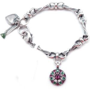 Mariana Tigris Silver Guardian Angel Bracelet in Dark Purple & Green 1048 NWT